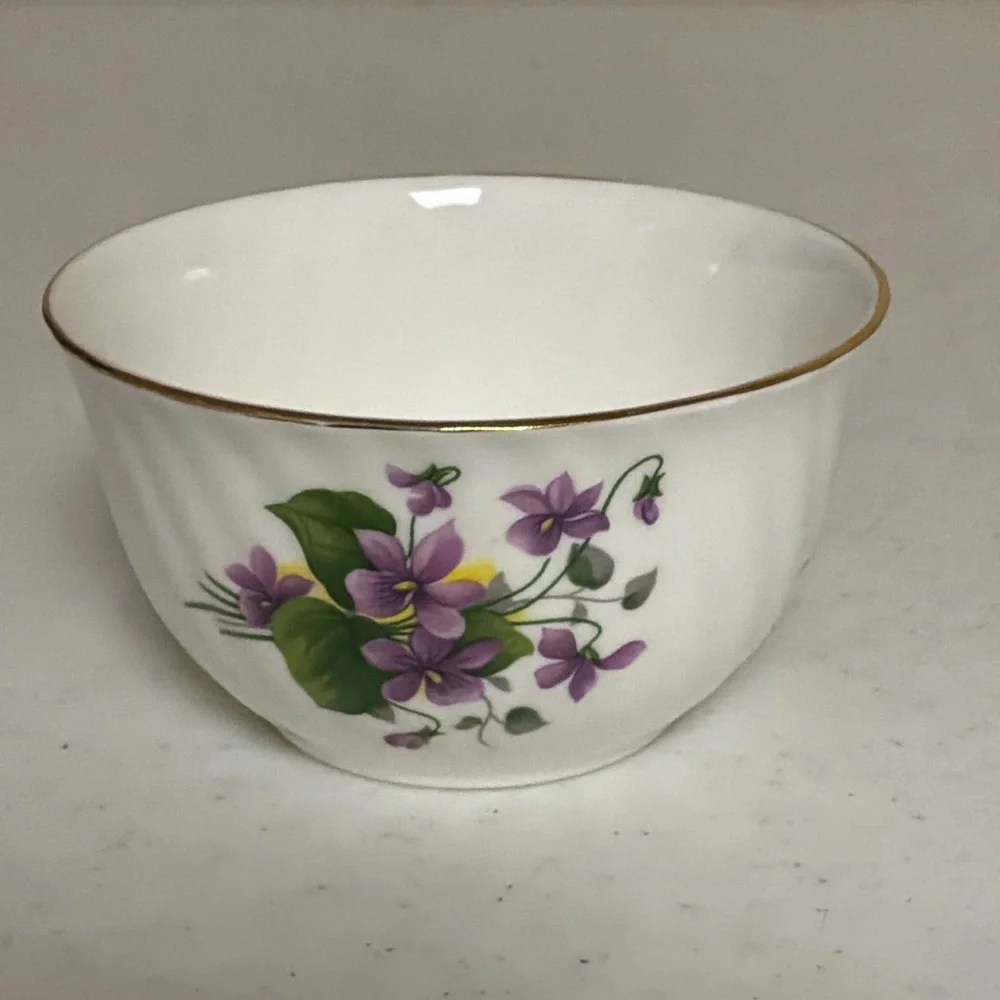 Floral Porcelain Bowl with Gold Rim
